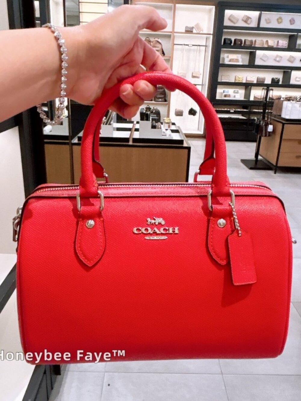 NWT Coach Rowan Satchel CH282 Sliver/ Miami Red